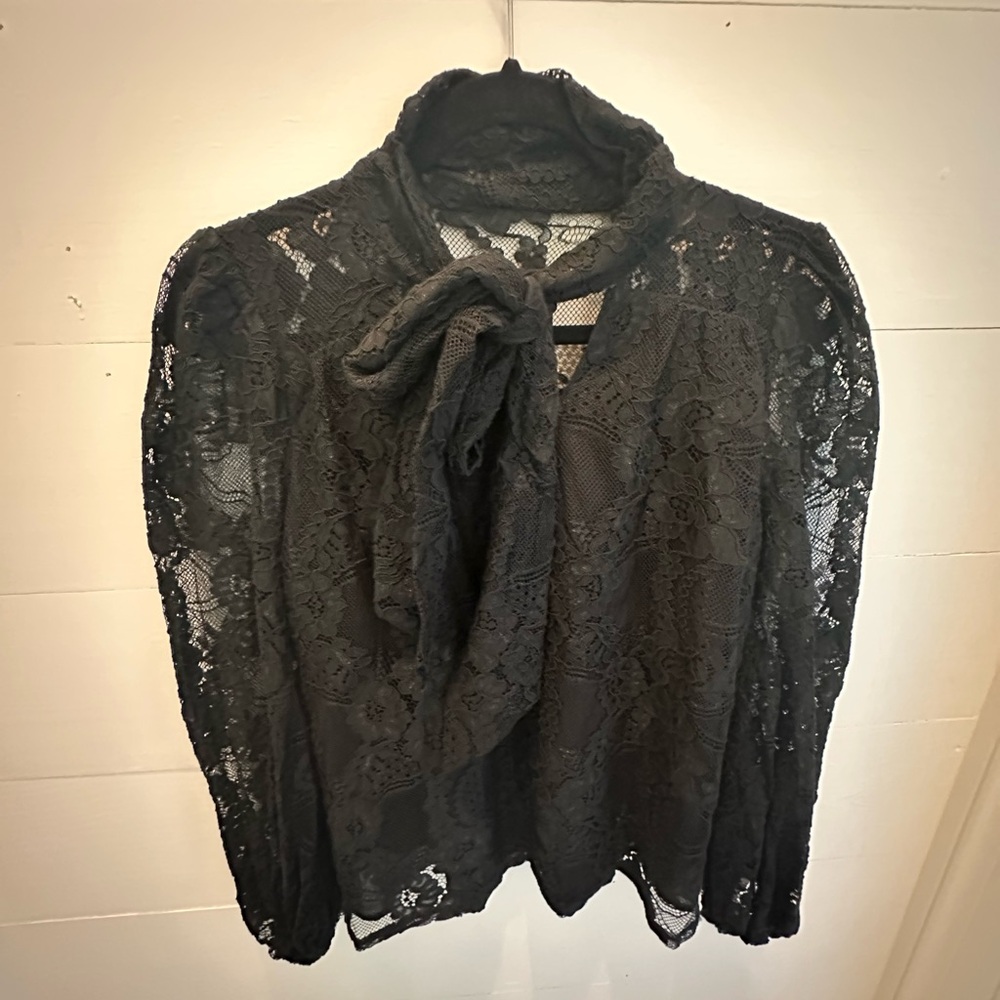 Fate Jessie Black Lace Blouse with Bow